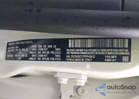 2023 Jeep Renegade Trailhawk 4X4 из США, поврежденный, VIN ZACNJDC17PPP43612